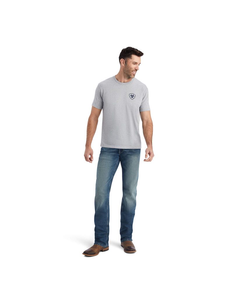 Camiseta Ariat Lucky Horseshoe Hombre Gris | THUP14308