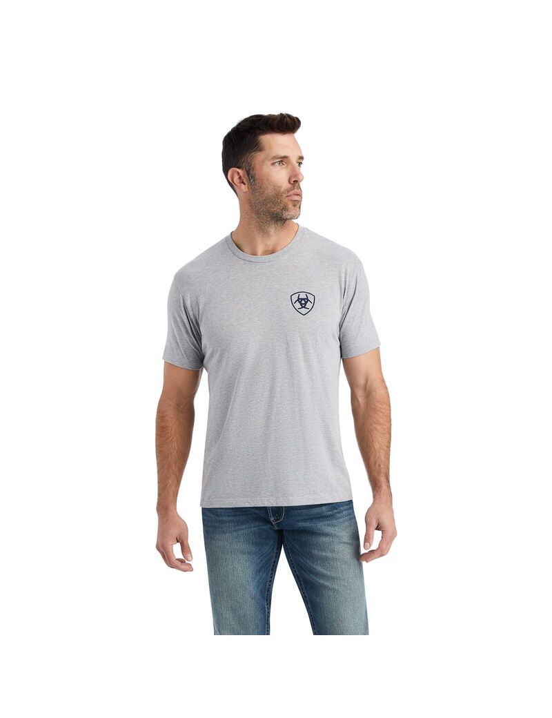 Camiseta Ariat Lucky Horseshoe Hombre Gris | THUP14308