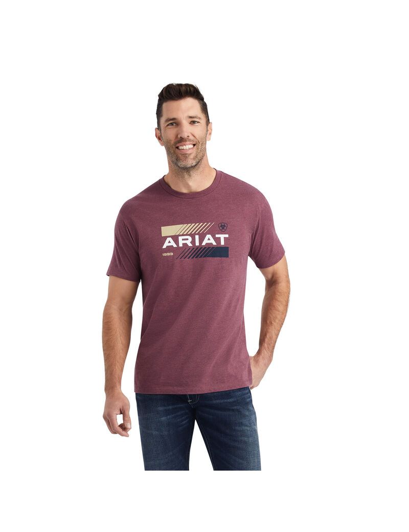 Camiseta Ariat Octane Stack Hombre Burdeos | SAWD89563