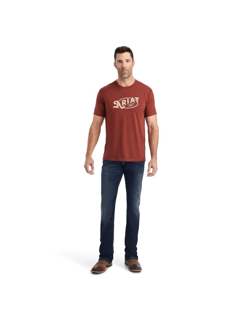 Camiseta Ariat Rope Oval Hombre Rojas | TPHE62813