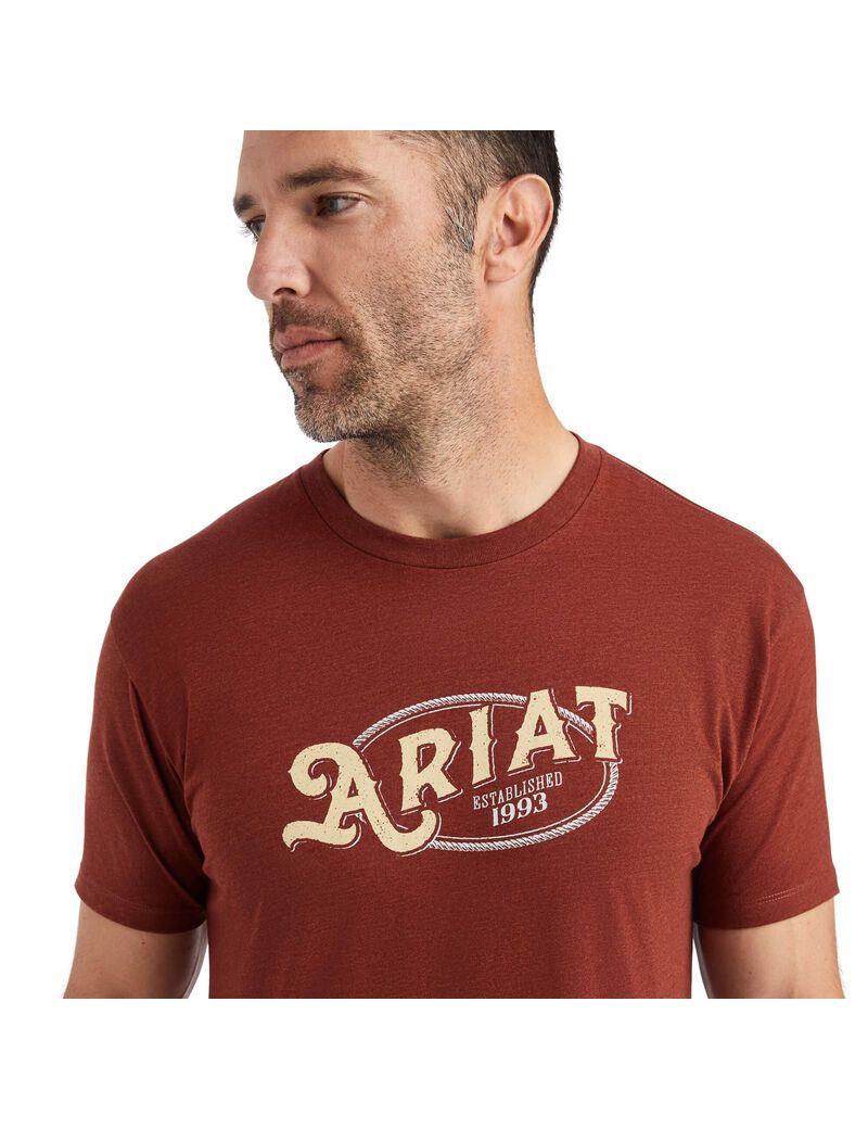 Camiseta Ariat Rope Oval Hombre Rojas | TPHE62813