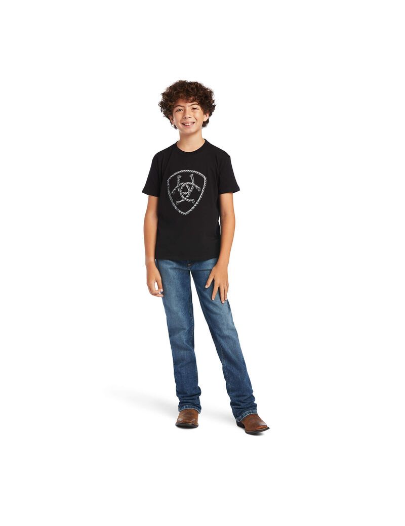 Camiseta Ariat Rope Shield Niños Negras | VDPH58792