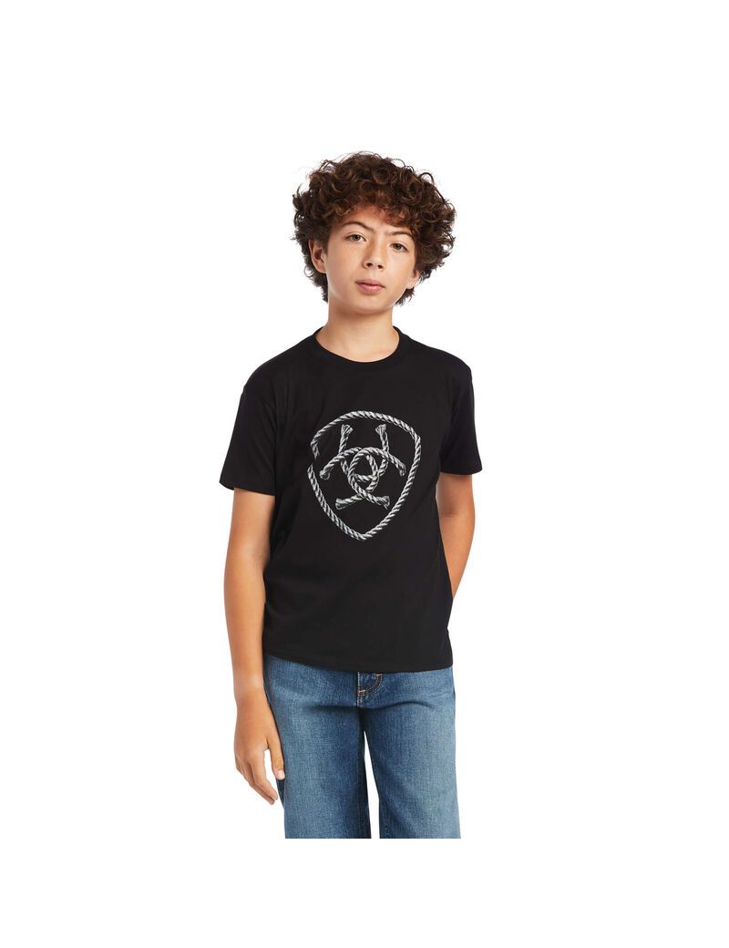 Camiseta Ariat Rope Shield Niños Negras | VDPH58792