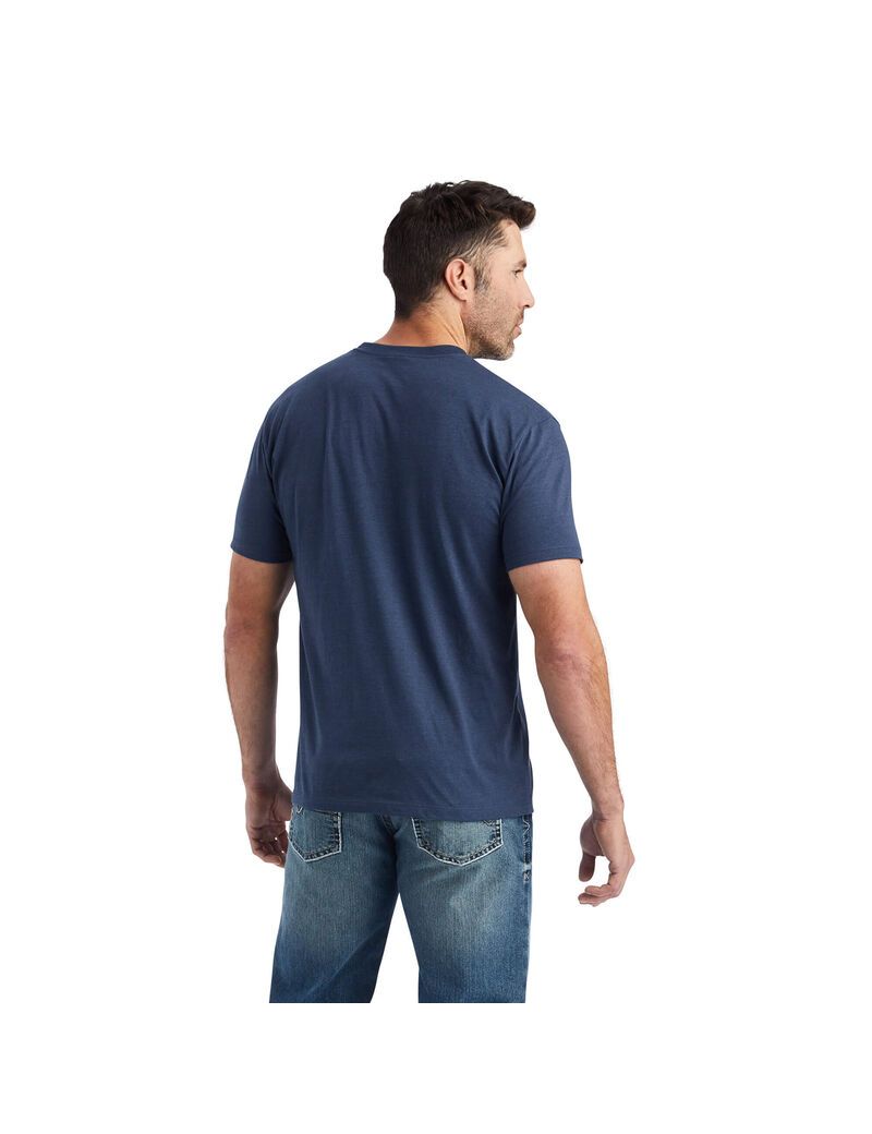 Camiseta Ariat Western Lockup Hombre Azul Marino | SBYV98071