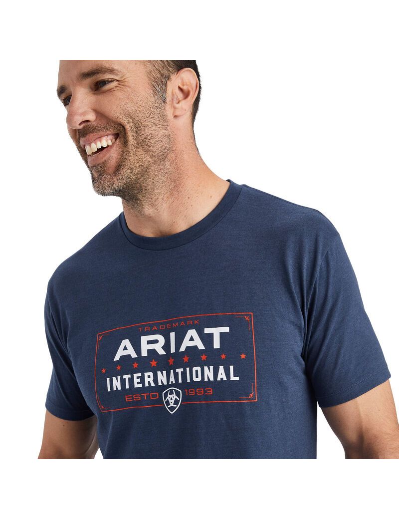 Camiseta Ariat Western Lockup Hombre Azul Marino | SBYV98071