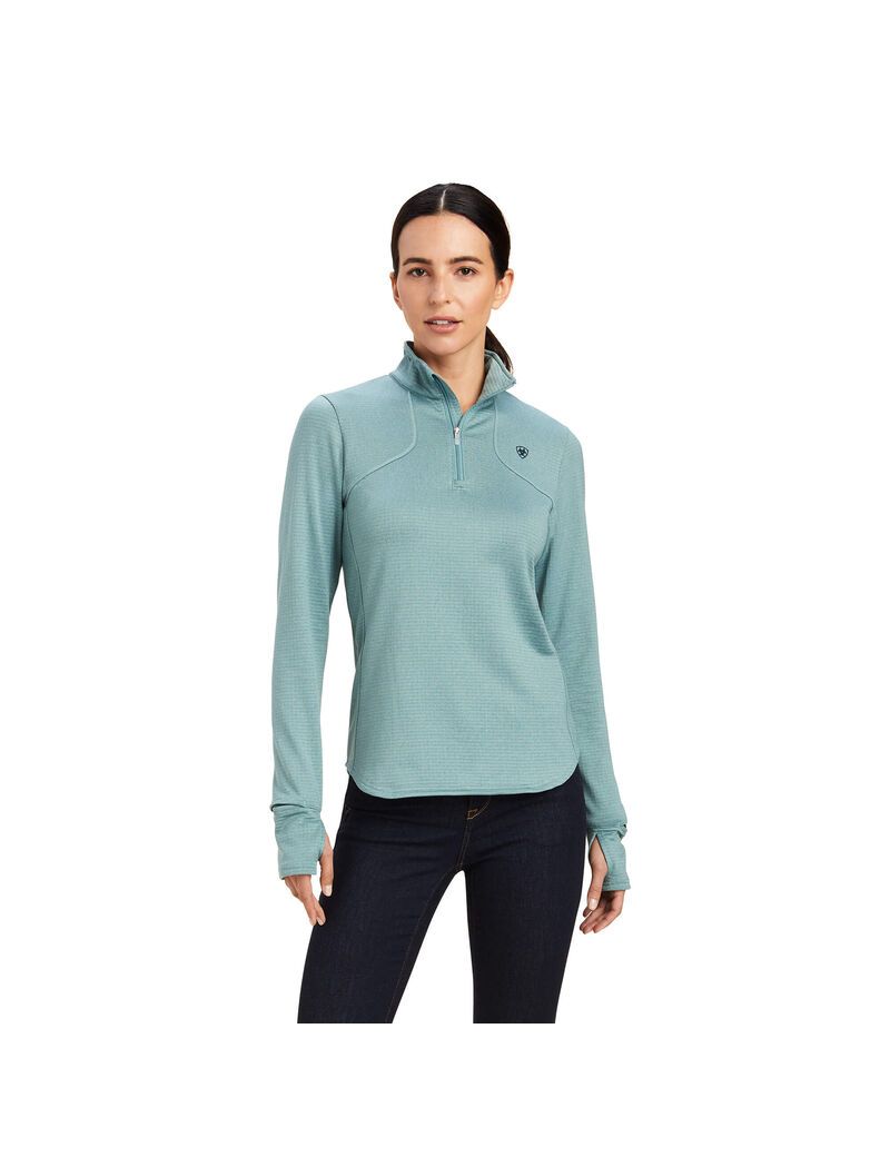 Capas Intermedias Ariat Gridwork 1/4 Zip Mujer Multicolor | BNRP89637