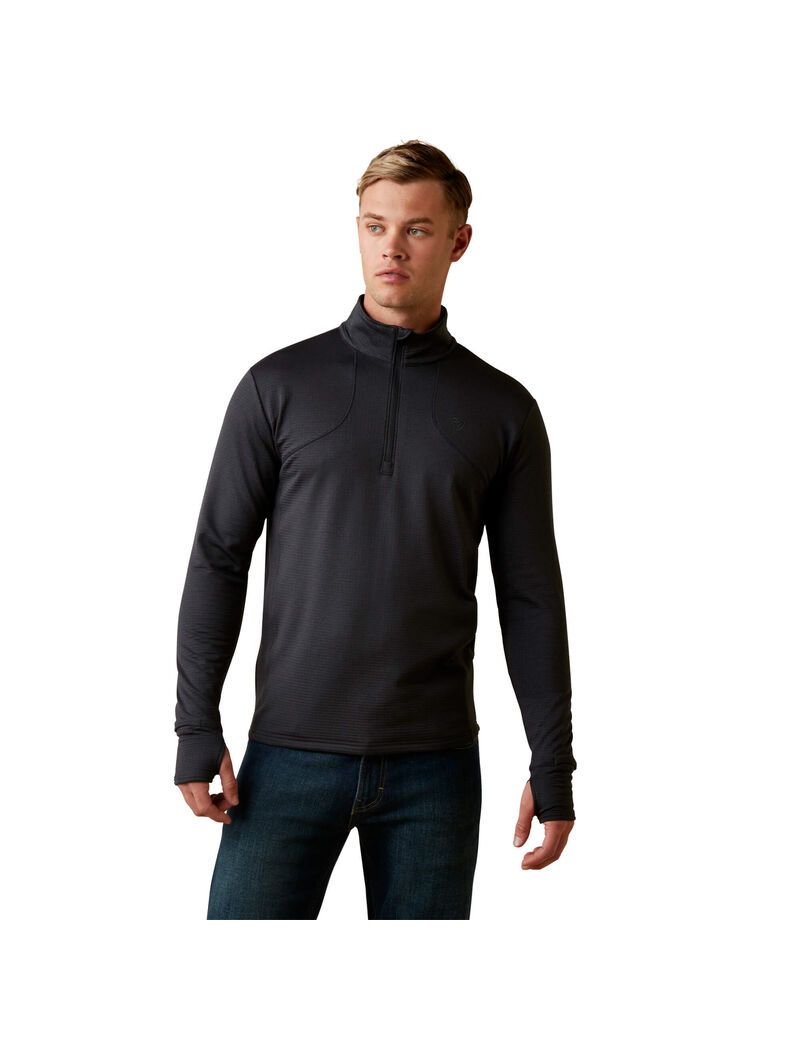 Capas Intermedias Ariat Gridwork 1/4 Zip Hombre Negras | RPVJ35809