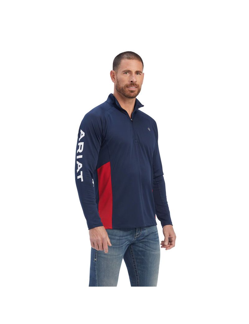 Capas Intermedias Ariat Sunstopper Team 1/4 Zip Hombre Azul Marino | EIDU62718