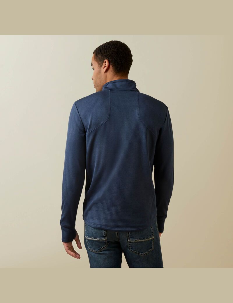 Capas Intermedias Ariat Team Gridwork 1/4 Zip Hombre Azul Marino | KFWM78691