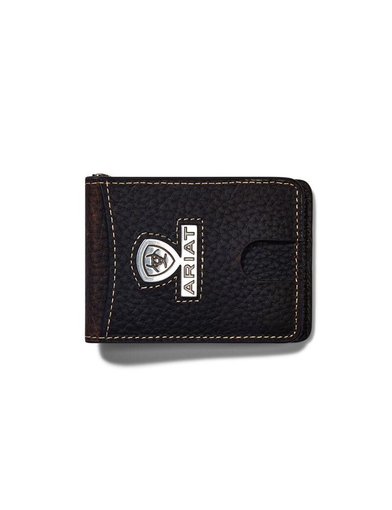 Carteras Ariat Bifold Slim Staked Logo Hombre Marrones | IDRM15320