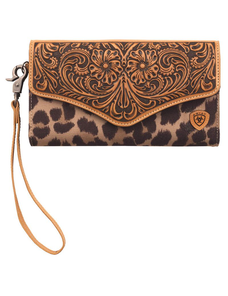 Carteras Ariat Leopard clutch Mujer Marrones | AJME89410