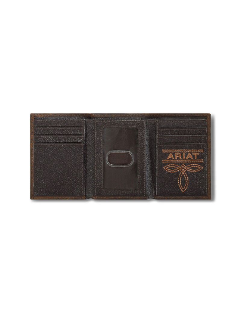 Carteras Ariat Mexico logo trifold Hombre Marrones | QRCJ41367