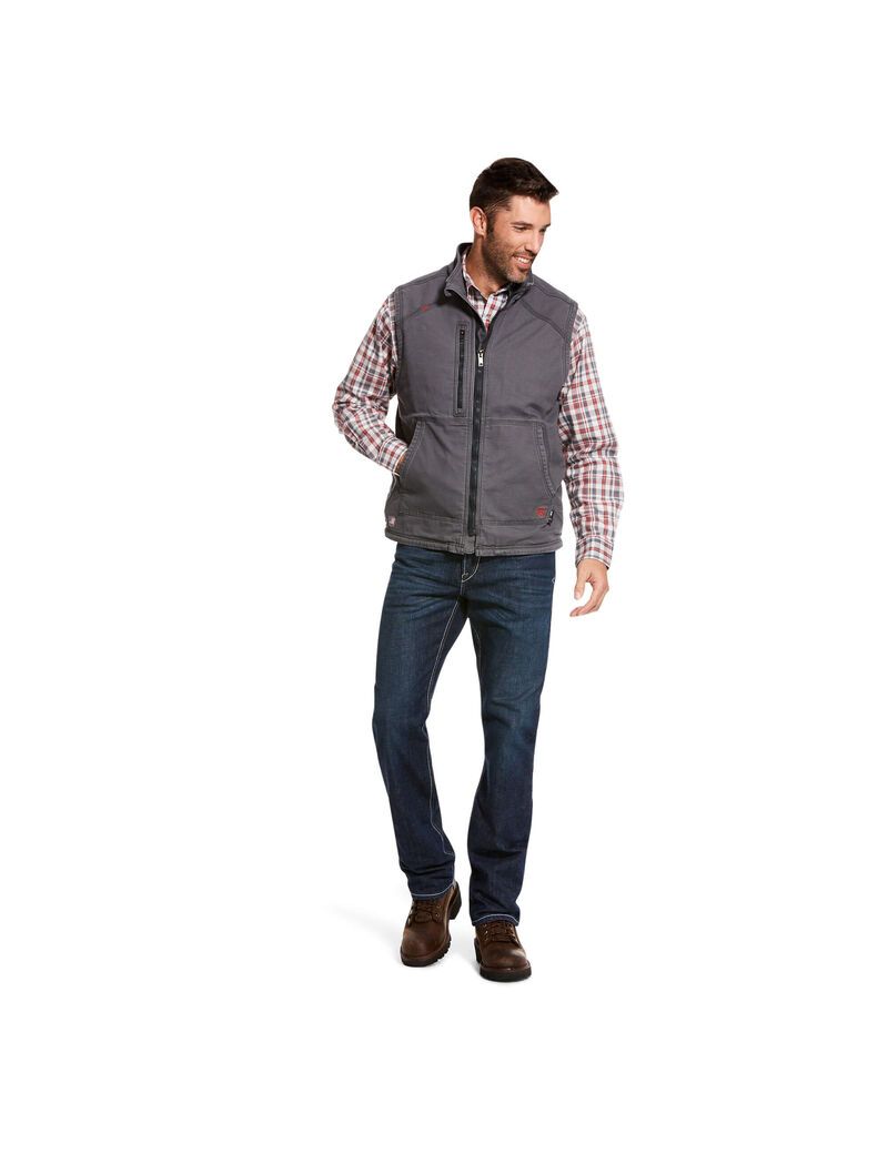 Chalecos Ariat FR DuraLight Stretch Lona Hombre Gris | TCQJ10895