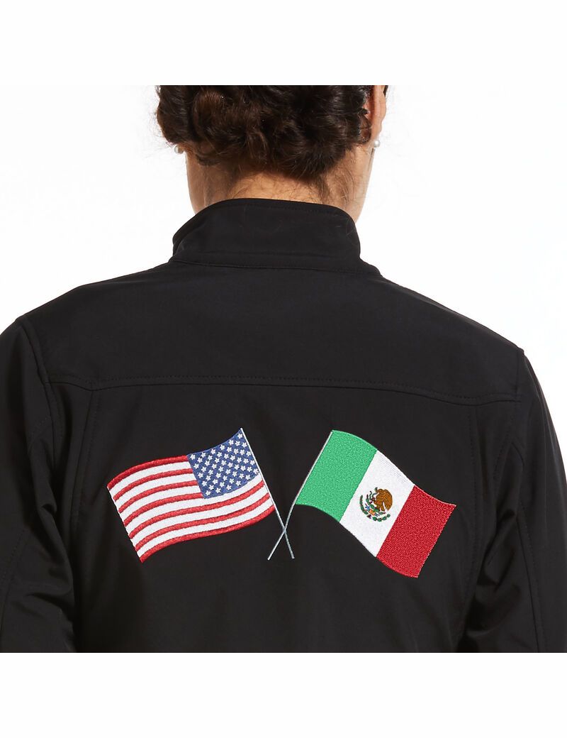 Chaquetas Ariat Classic Team USA/MEX Softshell Mujer Negras | DRFM26509