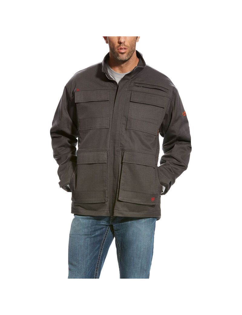 Chaquetas Ariat FR Lona Stretch Hombre Gris Oscuro | ENGX42359