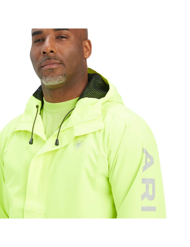 Chaquetas Ariat Rebar Stormshell Logo Impermeables Hombre Amarillo | JQOH94852