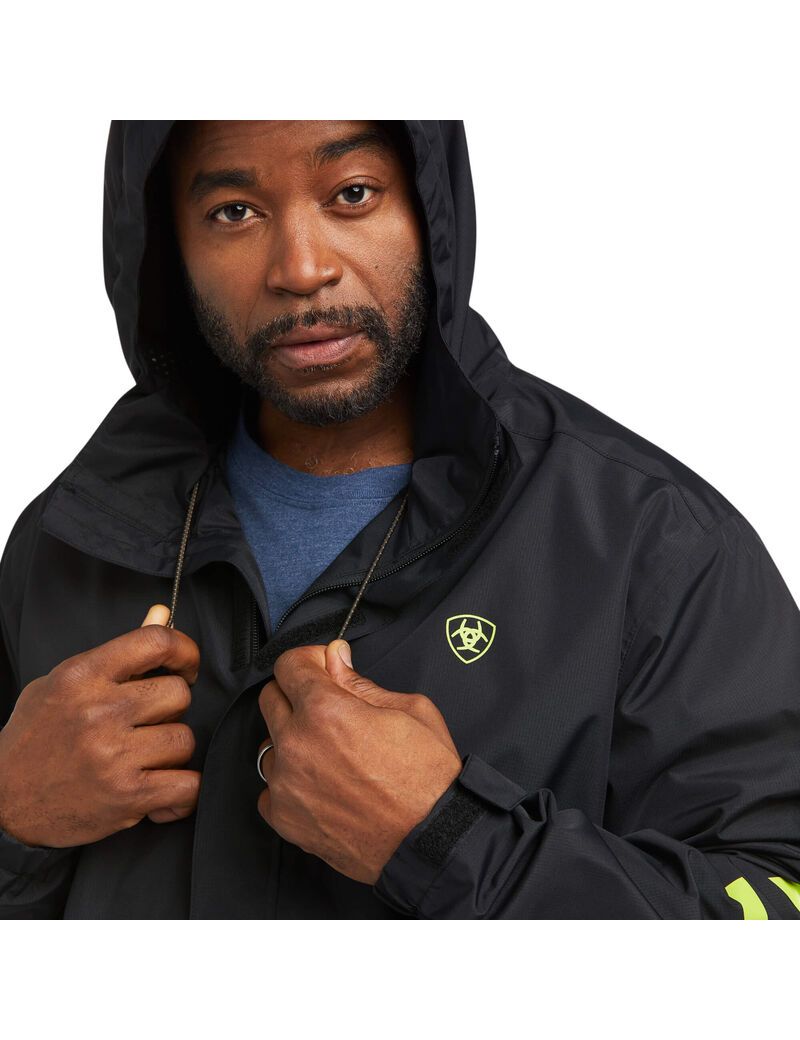 Chaquetas Ariat Rebar Stormshell Logo Impermeables Hombre Negras Verde Claro | PUEA25809