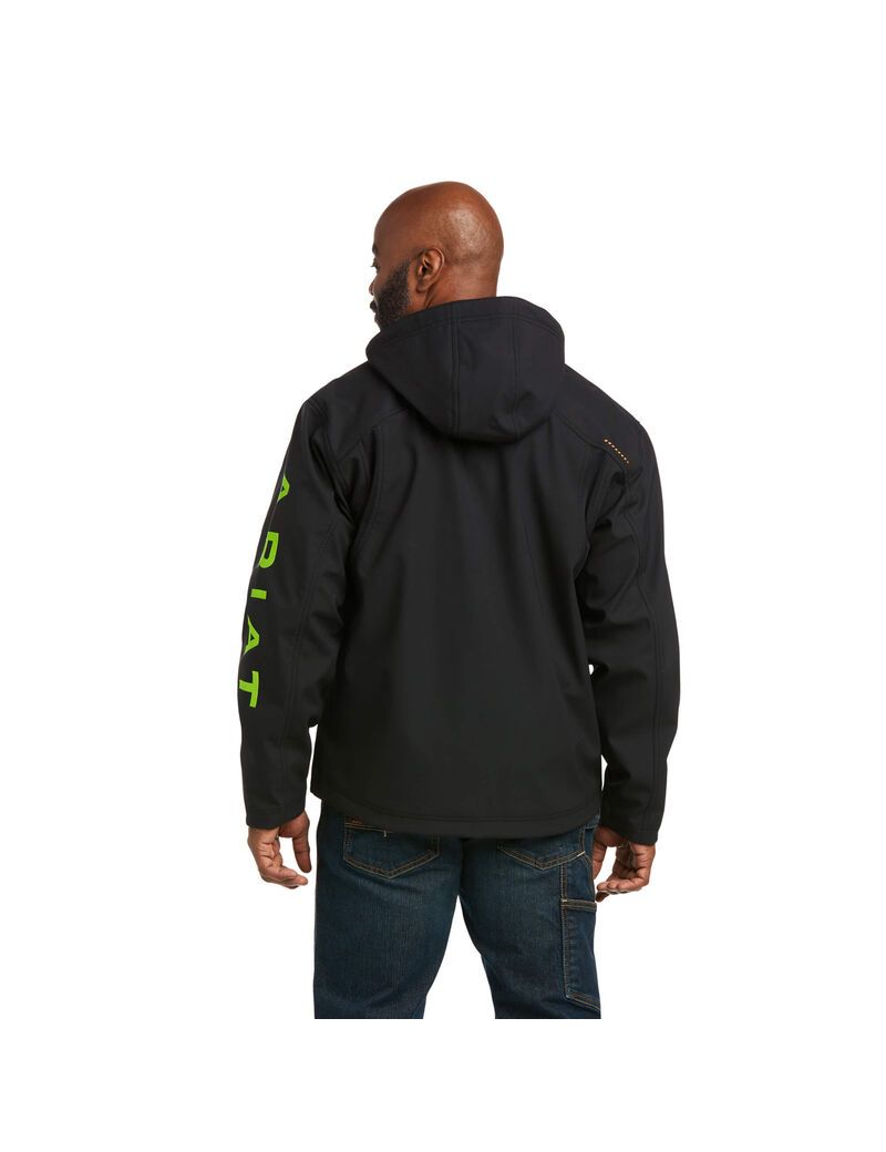 Chaquetas Ariat Rebar Stretch Lona Softshell Encapuchado Logo Hombre Negras Verde Claro | QGSK31087