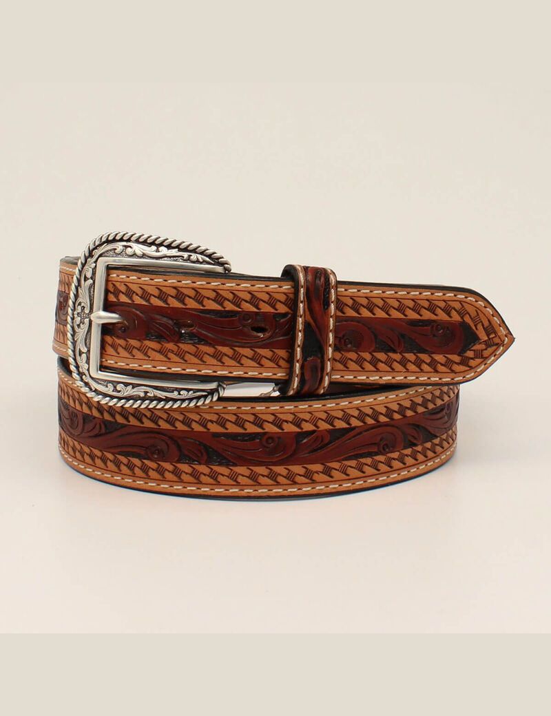 Cinturones Ariat Filigree embossed stitch Hombre Marrones | RQCN76920