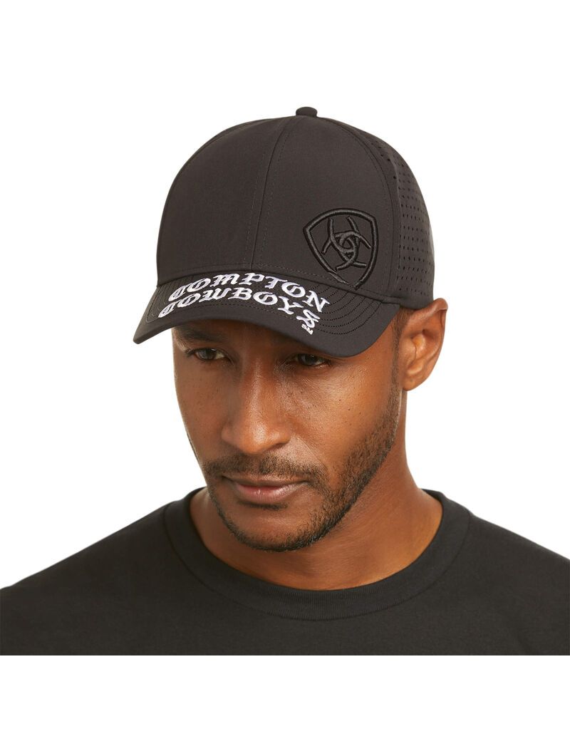 Gorras Ariat Compton Cowboys Trifactor Hombre Negras | HVIC31867