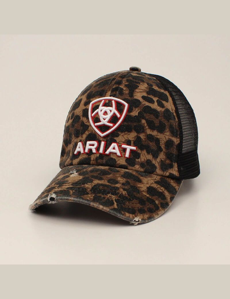 Gorras Ariat Embossed logo cheetah print Mujer Negras | VSJL82569