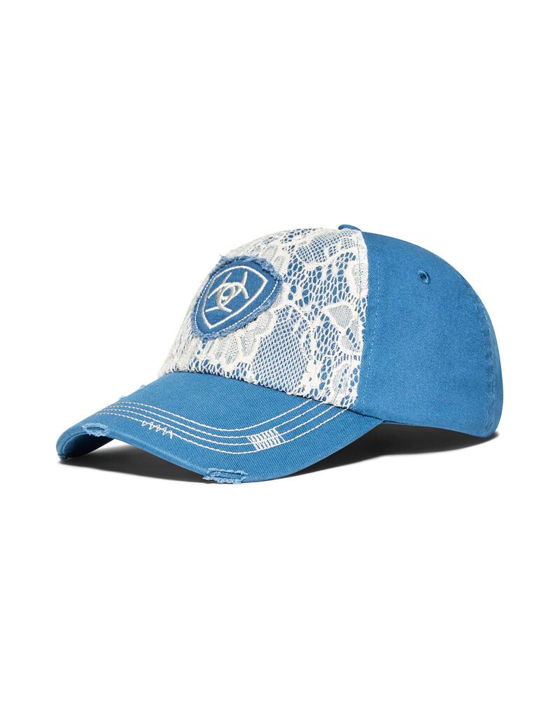 Gorras Ariat Encaje Logo Velcro Back Mujer Azules | VSHG64172