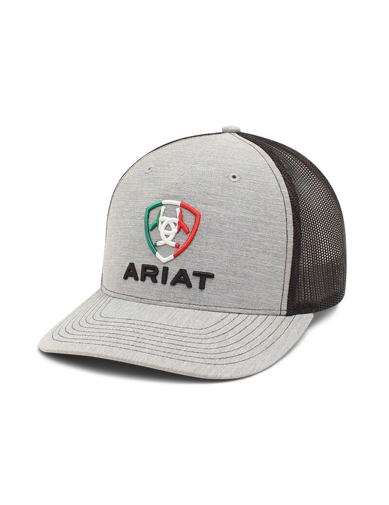 Gorras Ariat Mexico Flag Shield Hombre Gris | WFSR84026