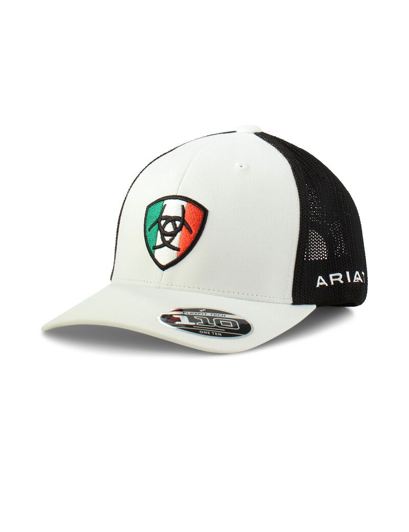 Gorras Ariat Mexico shield logo Hombre Blancas | TADN80237