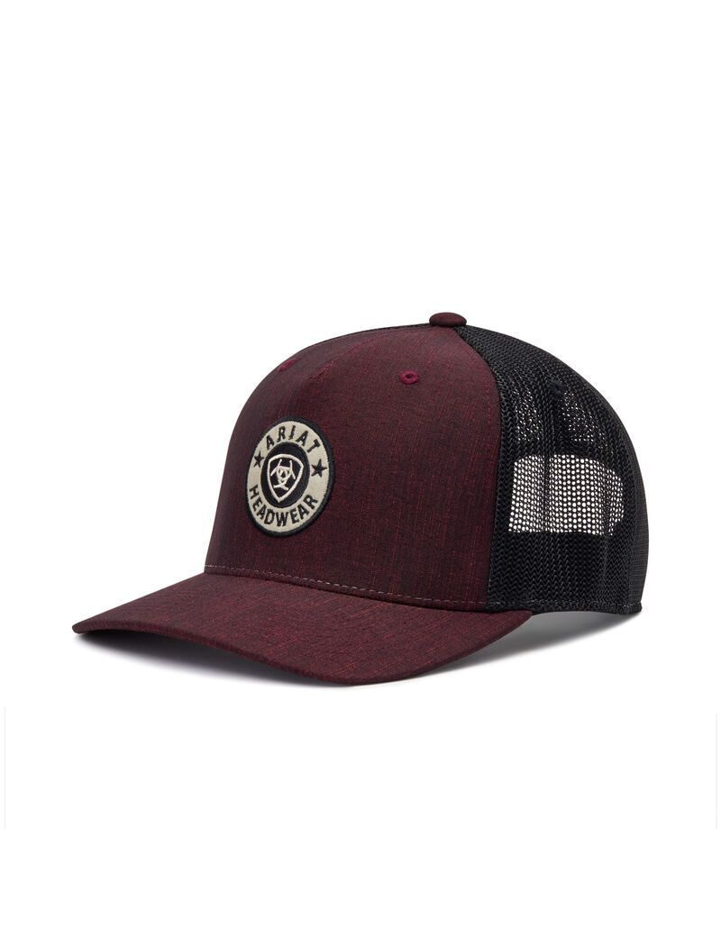 Gorras Ariat Round Logo Patch Hombre Burdeos | DOMU67281