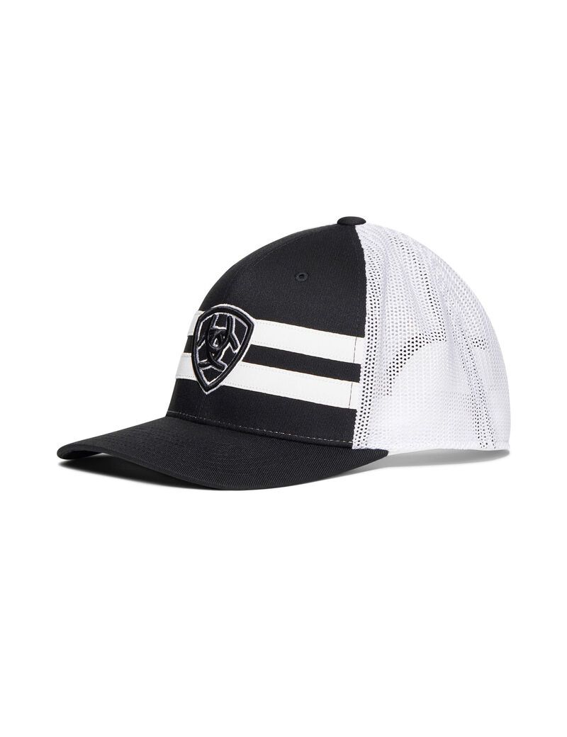 Gorras Ariat Shield Logo Hombre Negras Blancas | LEPI23067