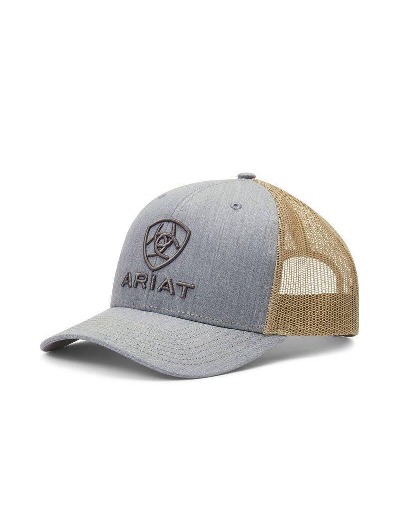 Gorras Ariat Stacked Logo Hombre Gris Marrones | KDQH57134