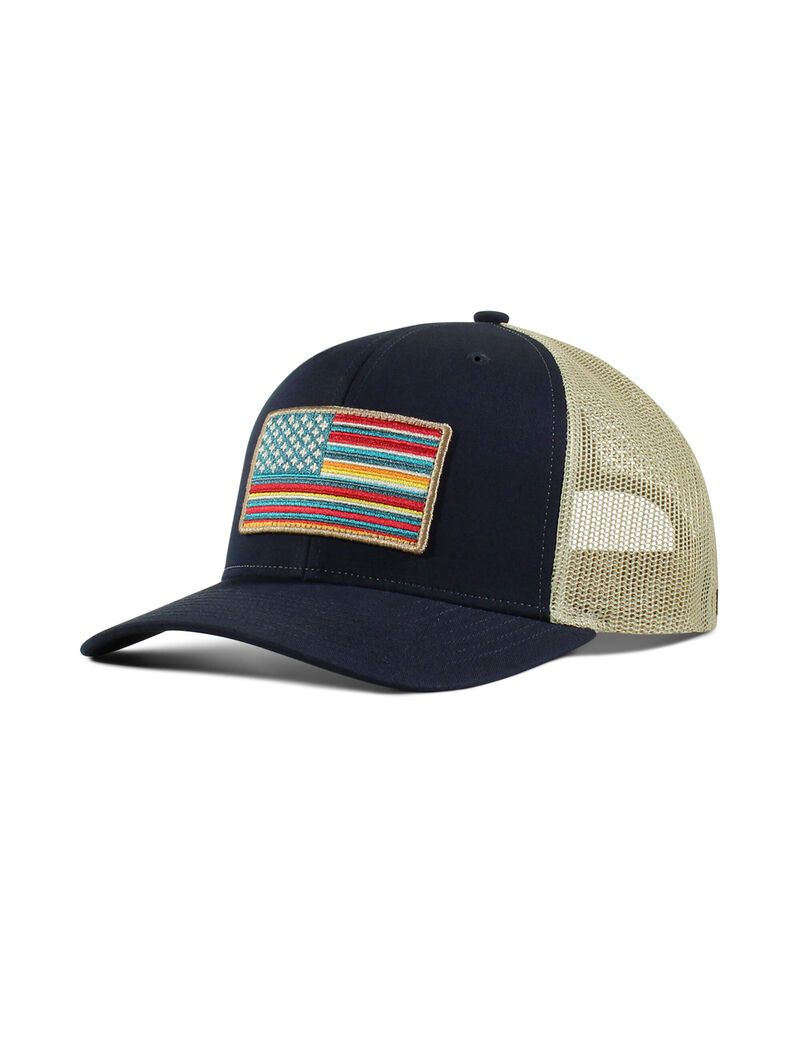 Gorras Ariat Usa flag patch logo Hombre Azul Marino | HTIJ86597