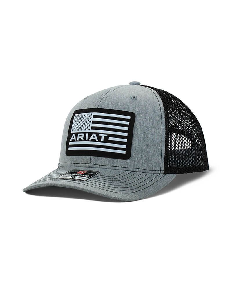 Gorras Ariat Usa flag patch logo Hombre Gris | MQTR63529