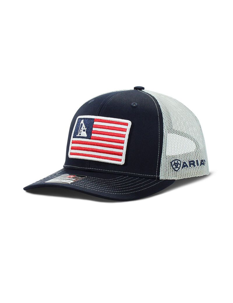 Gorras Ariat Usa flag patch logo Hombre Azul Marino | MVNJ64905