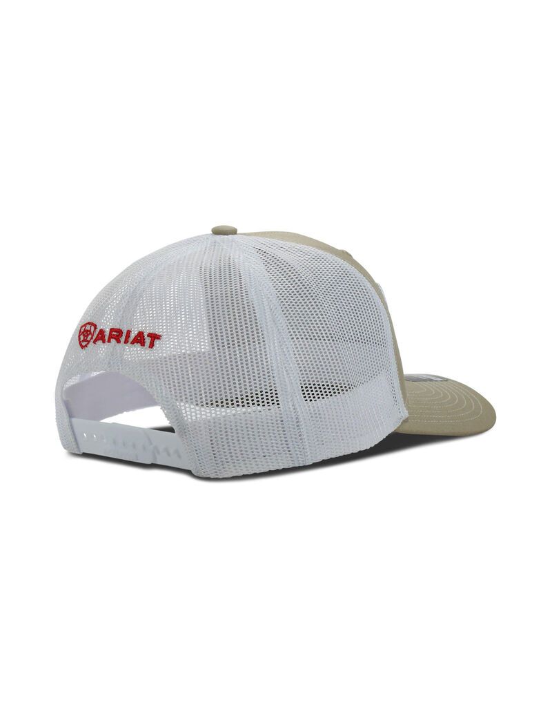 Gorras Ariat Usa flag patch logo Hombre Marrones | XBOP40761