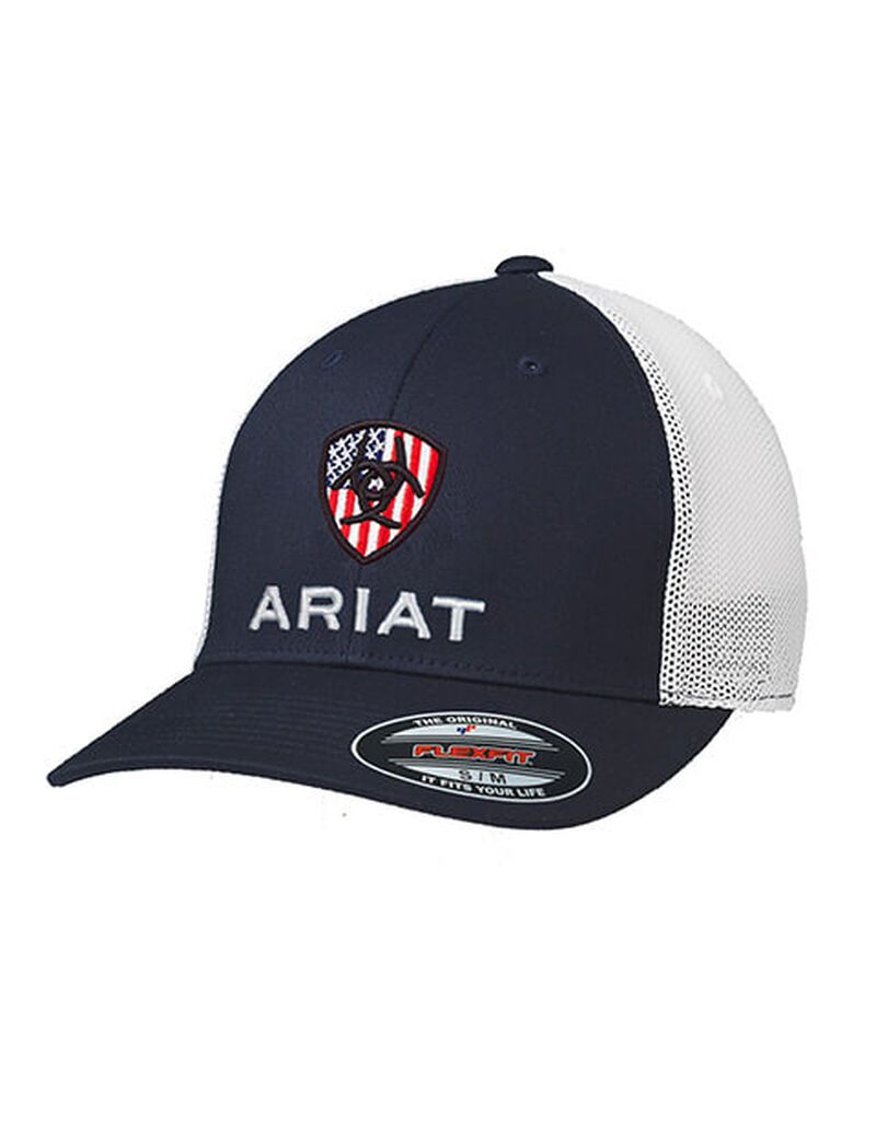 Gorras Ariat Usa flag shield logo Hombre Azul Marino | UMNF43921