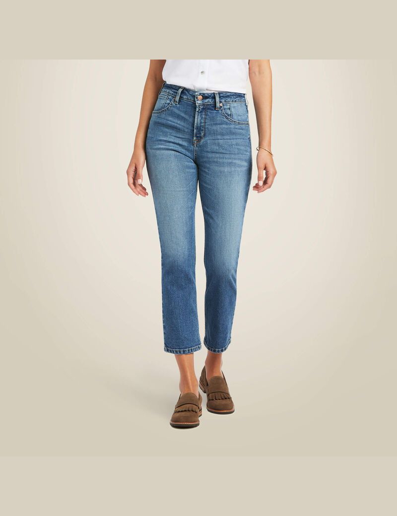 Jeans Ariat Premium High Rise Directo Crop Mujer Azules | GHXC38592