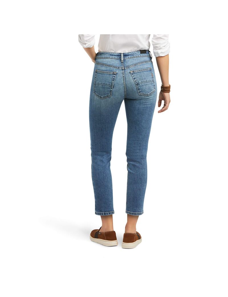 Jeans Ariat Premium High Rise Directo Crop Mujer Azules | GHXC38592