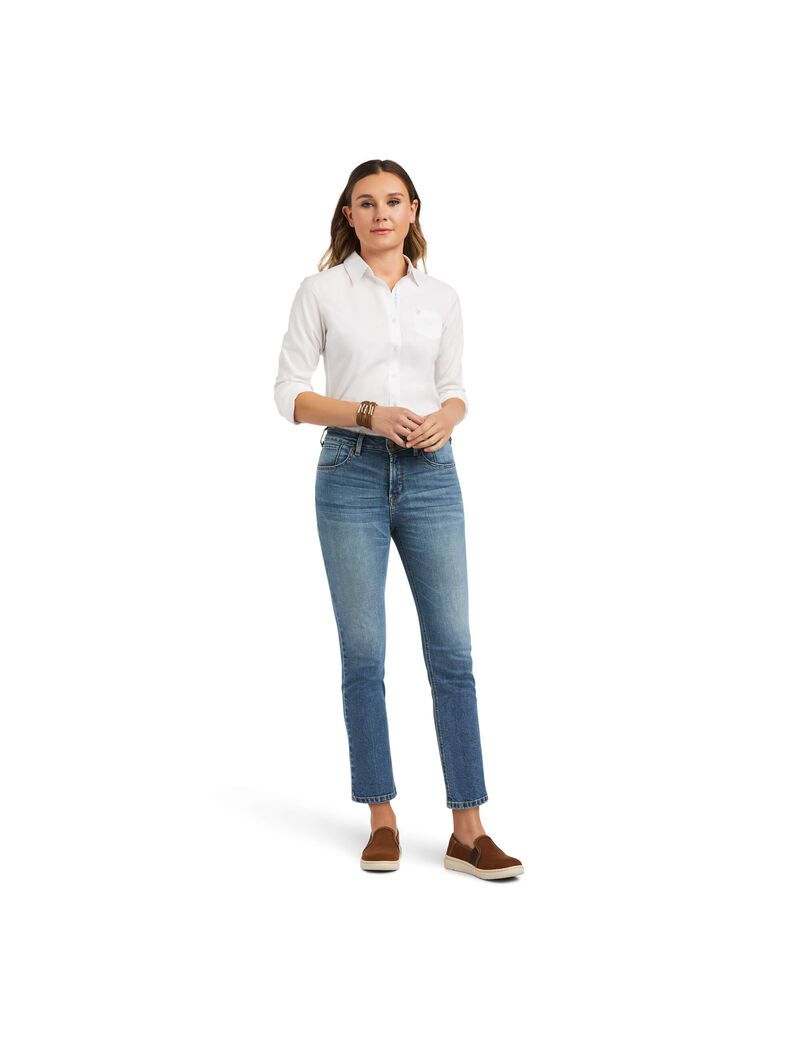 Jeans Ariat Premium High Rise Directo Crop Mujer Azules | GHXC38592