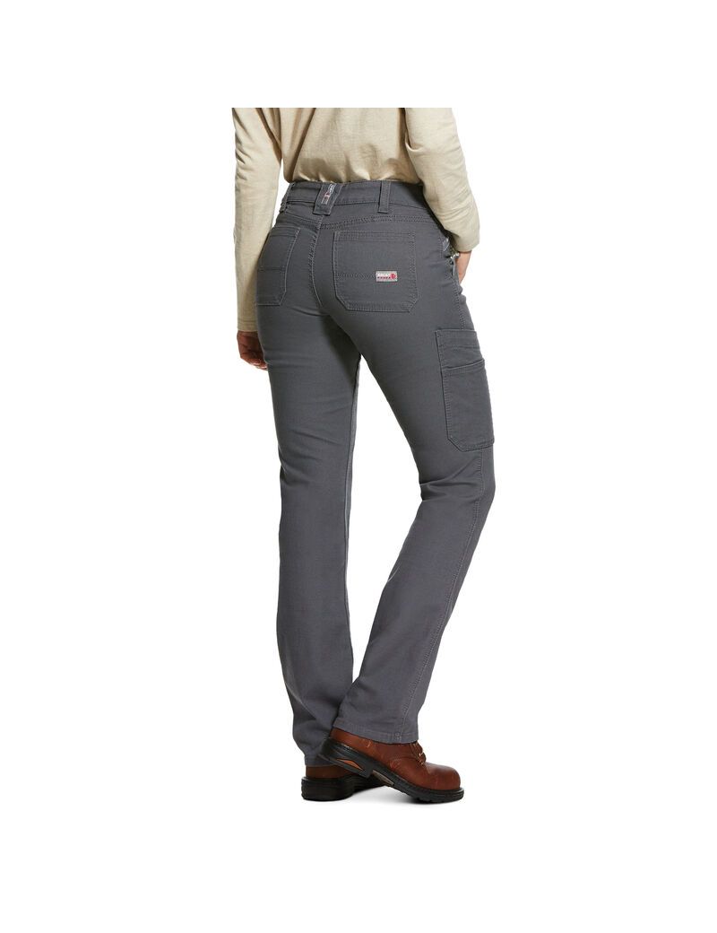 Pantalones Ariat FR Stretch DuraLight Lona Stackable Directo Leg Mujer Gris | WSLT76589