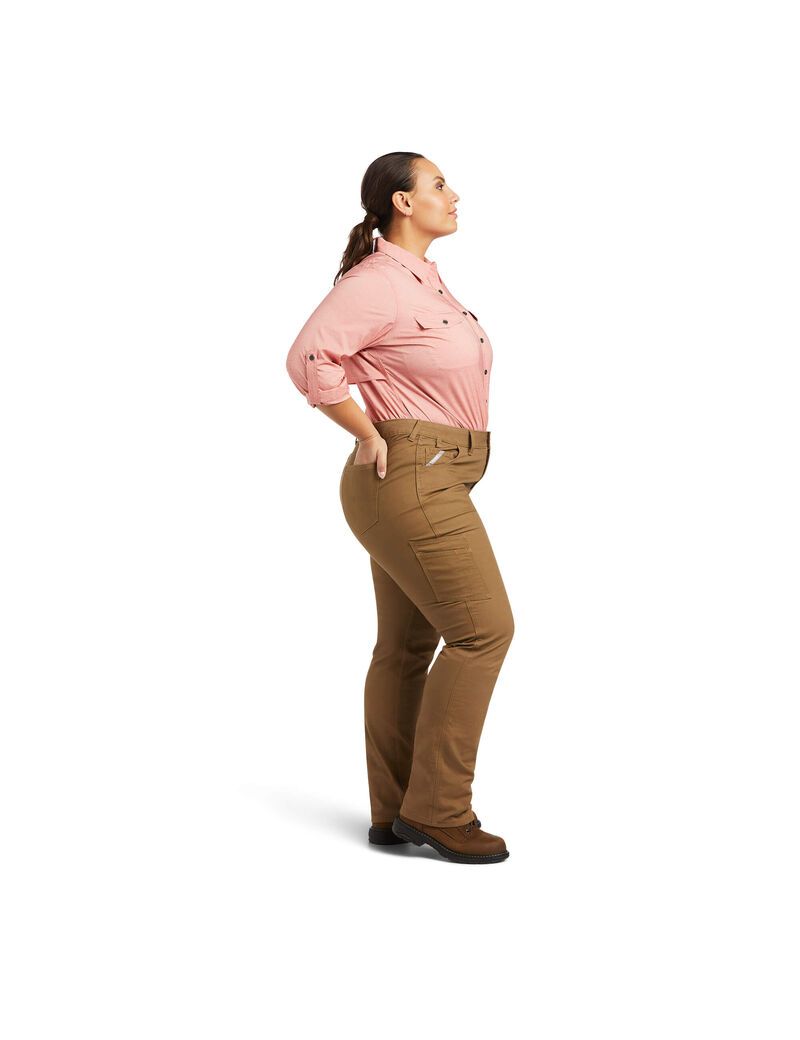 Pantalones Ariat Rebar DuraStretch Made Tough Directo Leg Mujer Kaki | PNWY70615