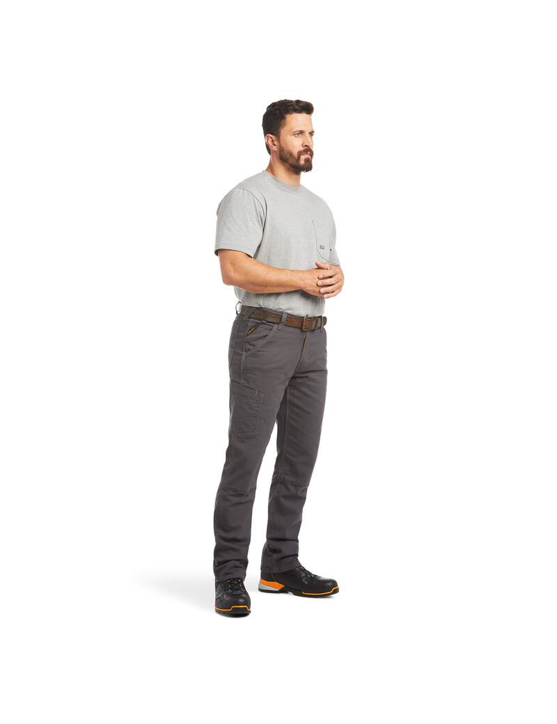 Pantalones Ariat Rebar M4 Low Rise DuraStretch Made Tough Double Front Stackable Directo Leg Hombre Gris | DNWB81432