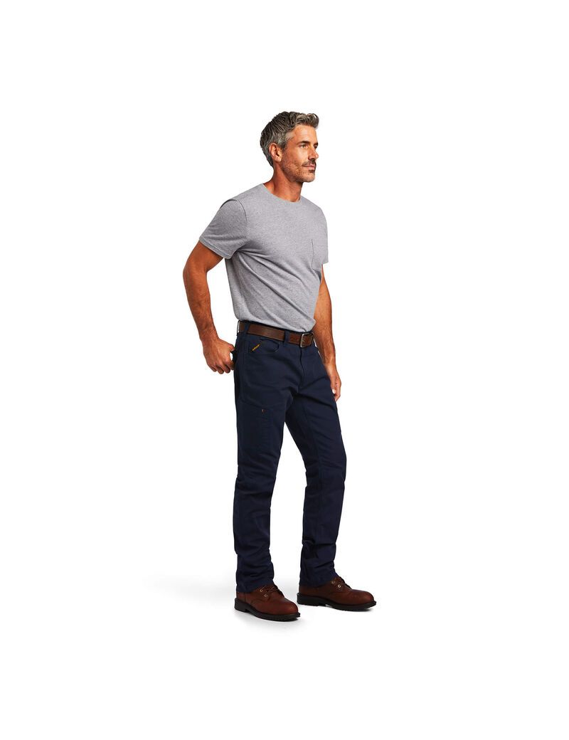 Pantalones Ariat Rebar M4 Low Rise DuraStretch Made Tough Stackable Directo Leg Hombre Azul Marino | JWQD14285