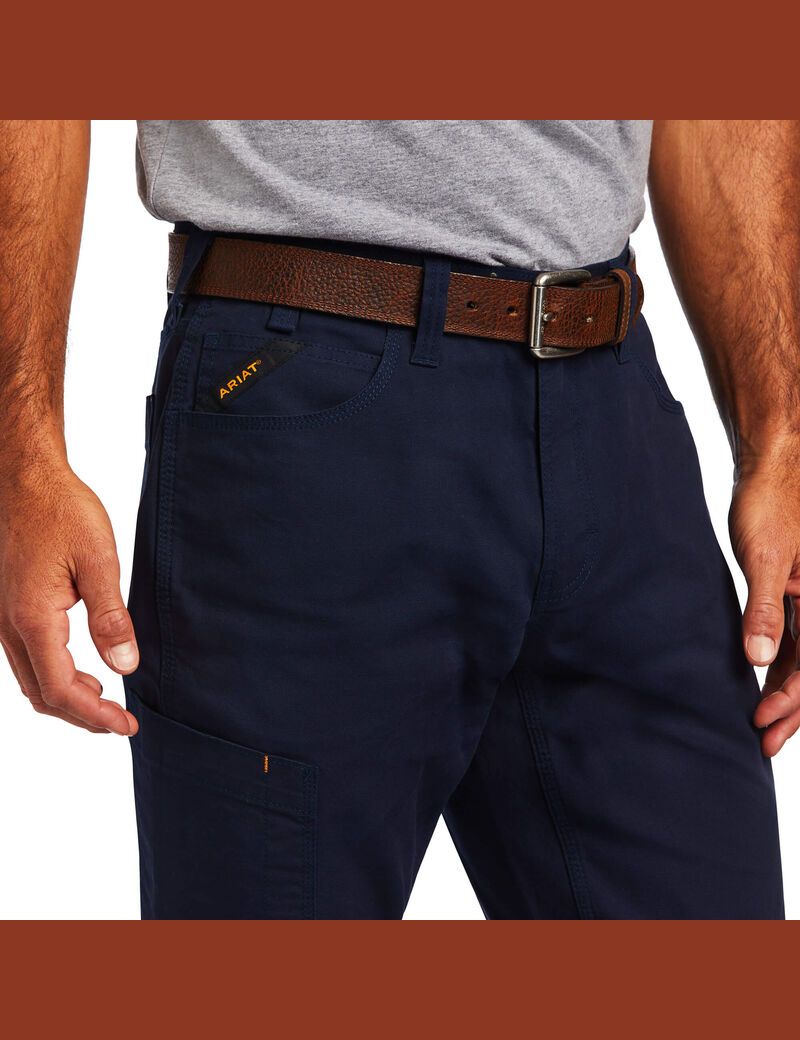 Pantalones Ariat Rebar M4 Low Rise DuraStretch Made Tough Stackable Directo Leg Hombre Azul Marino | JWQD14285