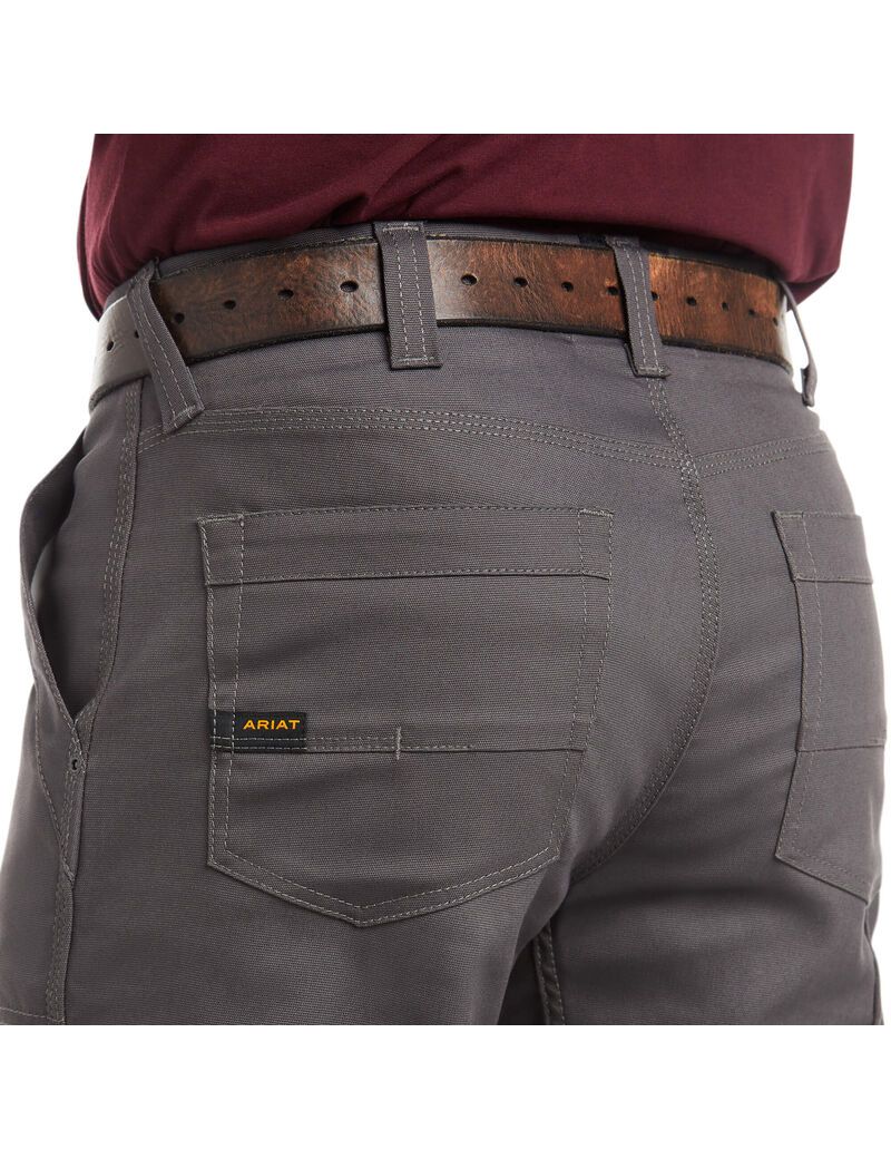 Pantalones Ariat Rebar M4 Relaxed DuraStretch Lona Utility Boot Cut Hombre Gris | OWEX45793