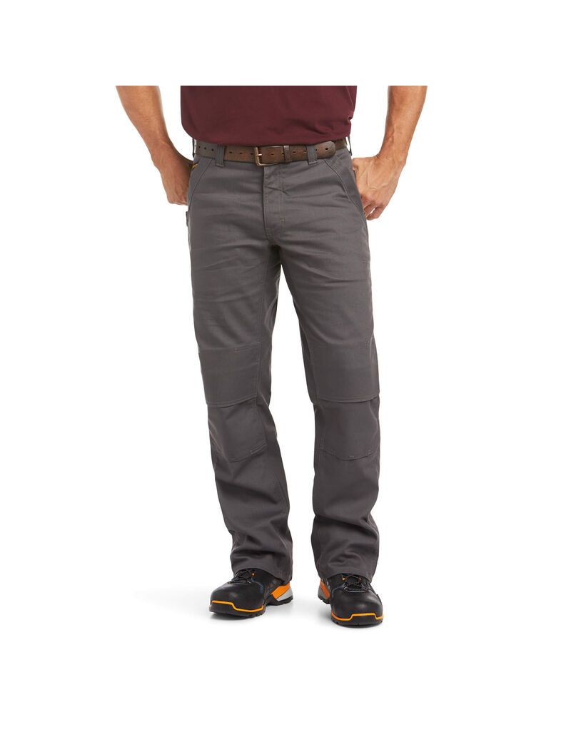 Pantalones Ariat Rebar M4 Relaxed DuraStretch Lona Utility Boot Cut Hombre Gris | OWEX45793