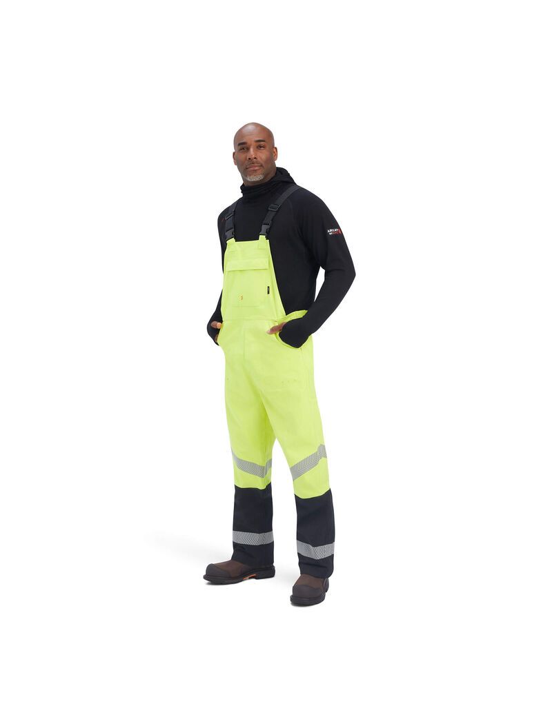 Pantalones Babero Ariat FR Hi-Vis Impermeables Hombre Amarillo | SZPL38209