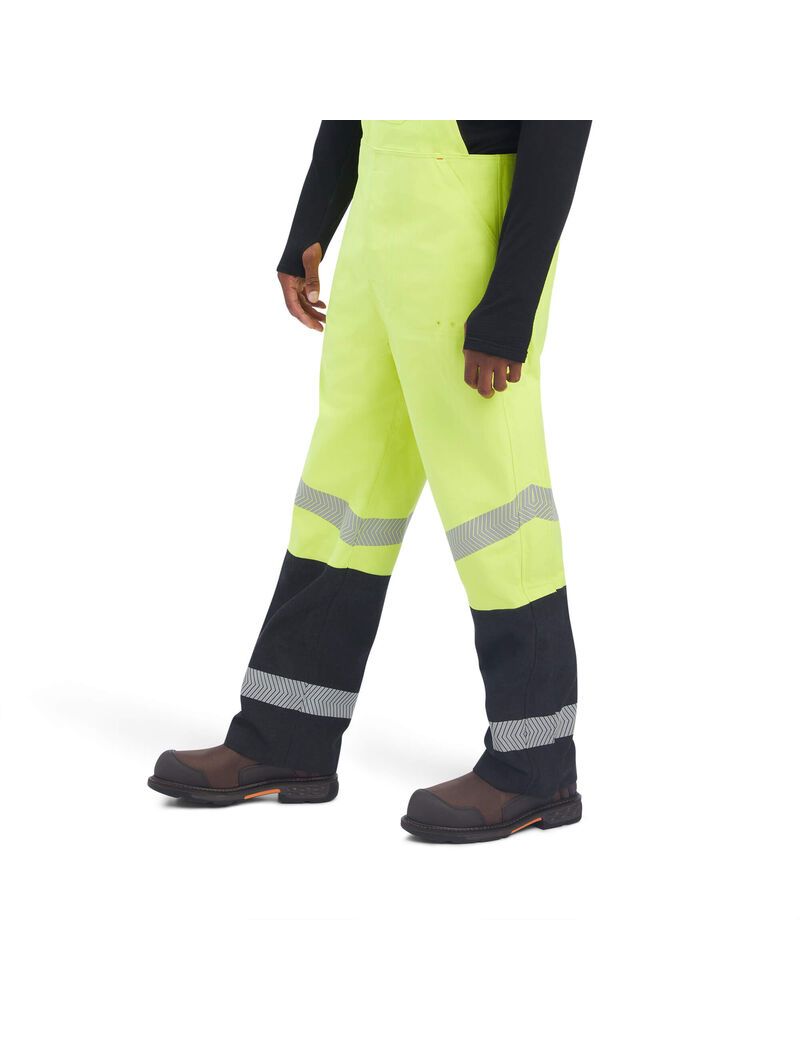 Pantalones Babero Ariat FR Hi-Vis Impermeables Hombre Amarillo | SZPL38209