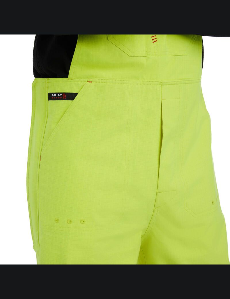 Pantalones Babero Ariat FR Hi-Vis Impermeables Hombre Amarillo | SZPL38209