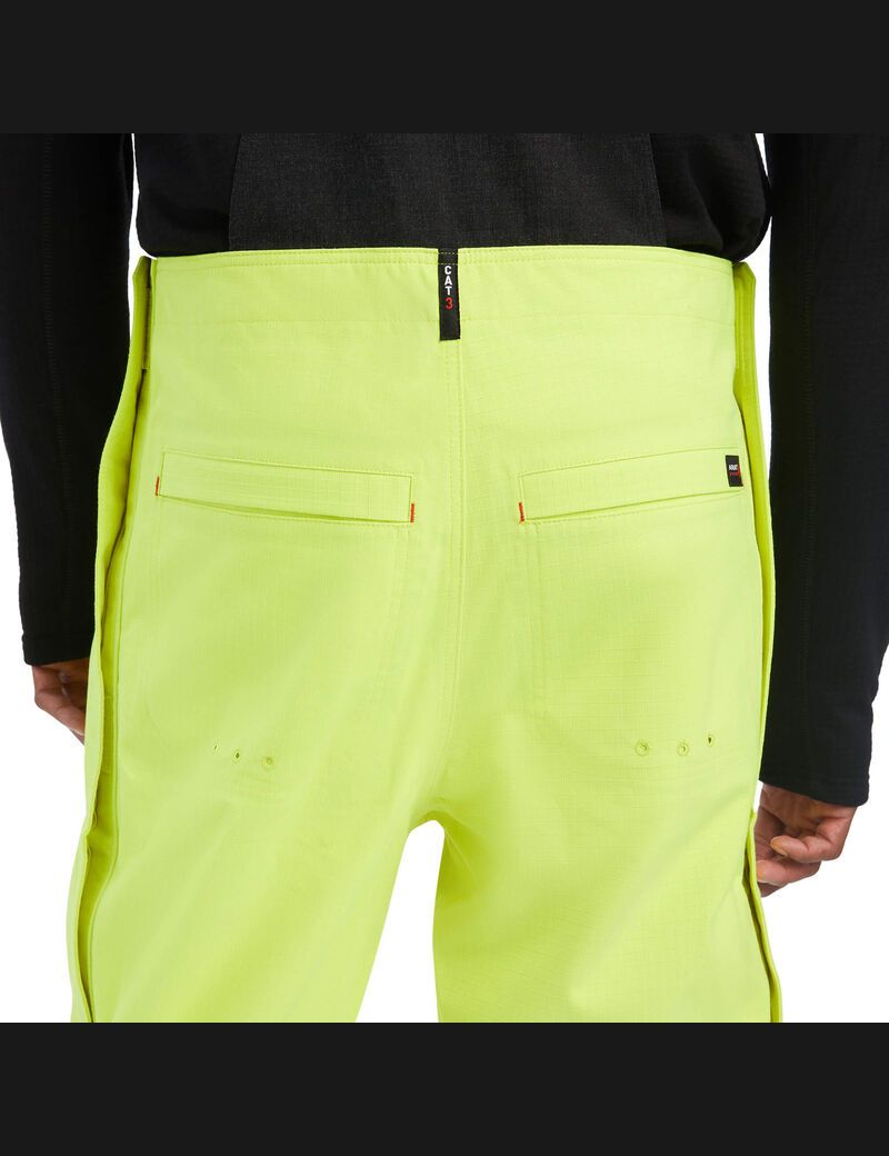 Pantalones Babero Ariat FR Hi-Vis Impermeables Hombre Amarillo | SZPL38209